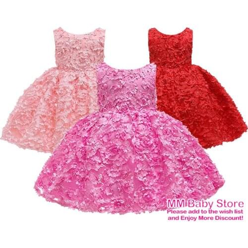 Summer Girl Dress Applique Puffy Mesh Sleeveless Dress Wedding Dress Princess Dress Fancy Party Dress Childrens Clothing 1-6T