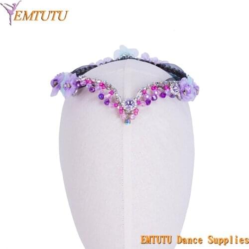 Lilac Fairy Professional Ballet Headpiece Beaded and Flowers Ballet Headdress Ballet Crown Tiara For Performance for Adult Child