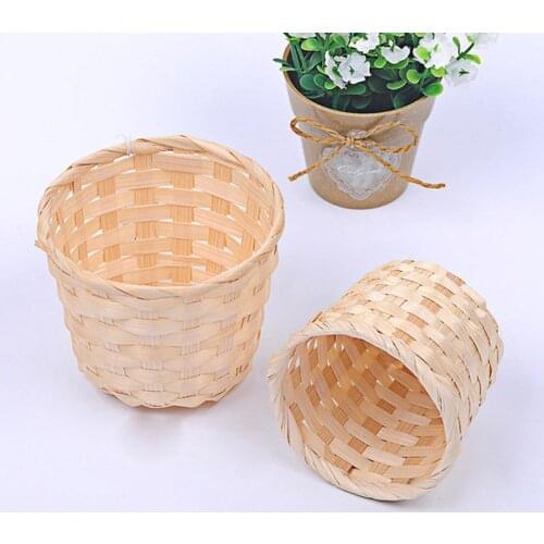 Multifunction Bamboo Woven Basket Bra Sundries Organizer Rattan Plant Box Office Home Desktop Container Docer Garden Supplies