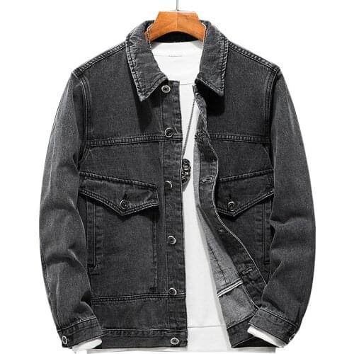 Mens Denim Jackets Coats gray Loose High Street Hip Hop Vintage Casual High Quality jeans Coat