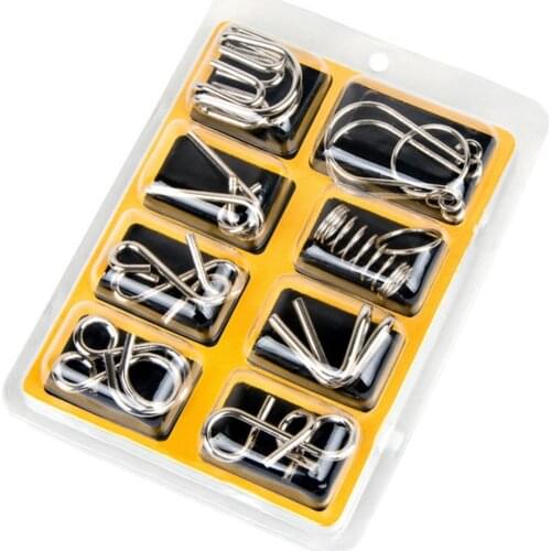 New 8PCS/Set Educational Metal Wire Puzzle Mind Brain Teaser Puzzles Game For Adults Children Kids Game Classic Toy