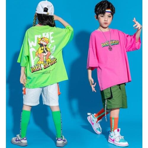 Colorful Jazz Dance Costume Kids Hip Hop Practice Wear Street Dance Printing Stage Performance Clothing Hip Hop Rave Clothes