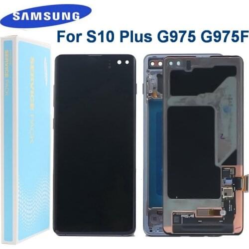 Original 6.4''AMOLED LCD For SAMSUNG Galaxy S10 Plus S10+ G975 SM-G9750 G975F LCD Display Touch Screen Digitizer With Dead pixel