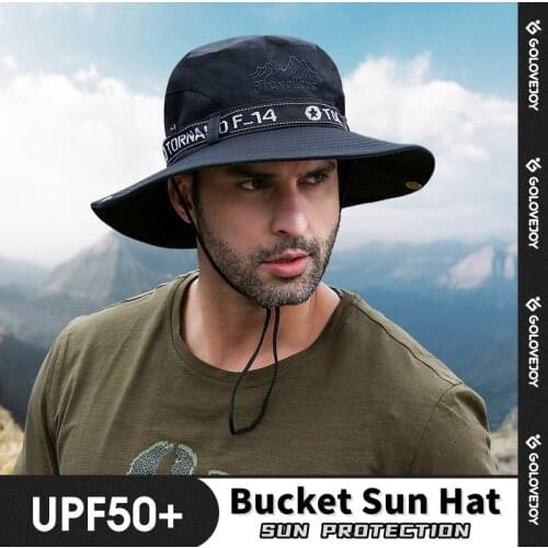 Fashion Bucket Hat Man Fishing Hiking Cowboy Hat Quick-Drying Letter Fisherman Hat Outdoor UV Sun Protection Breathable Cap