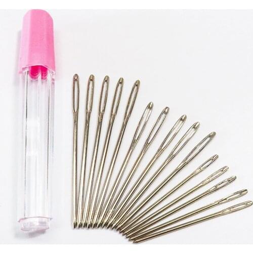 Big Eye Sewing Needles Set Stainless Steel Cross Stitching Tool Embroidery Sewing Needles with Clear Tube Case