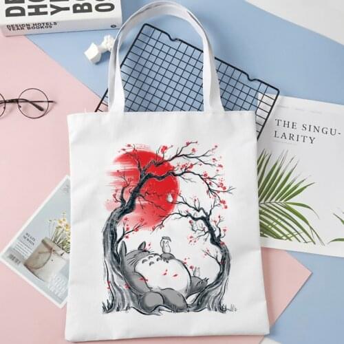 Totoro shopping bag shopper bolsas de tela eco grocery bag net reciclaje custom