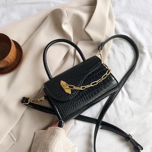 Chain PU Leather Shoulder Bags for Women 2020 Simple Simple Handbags Female Solid Color Luxury Designer Cross Body Bags