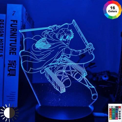 Anime Attack on Titan Levi Ackerman Led Night Light Lamp for Bedroom Decoration Kids Gift Attack on Titan Table 3d Lamp AOT Levi