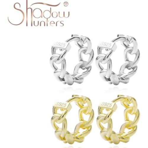 SHADOWHUNTERS High Quality Real 100% 925 Sterling Silver Circle Huggies Hoop Earrings For Women Silver 925 Jewelry Thick Earring