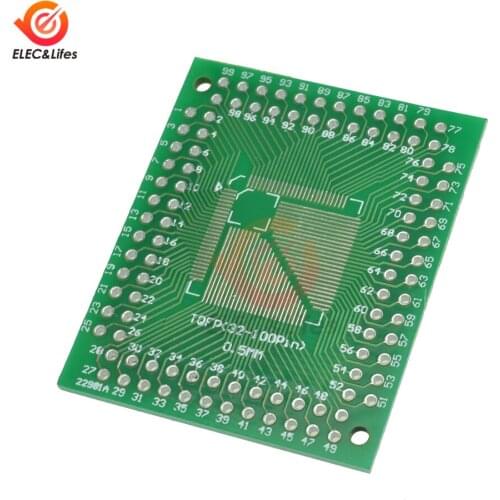 10Pcs FQFP To DIP Adapter PCB Board 32 44 64 80 100 Pin LQF SMD Double-Side PCB Circuit Board Converter Plate 0.5mm