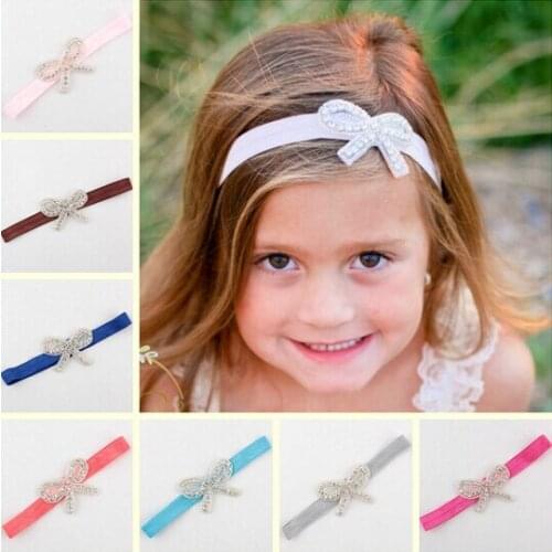 10 pcs/lot , Stunning Rhinestone and Bead Bow Elastic Headband