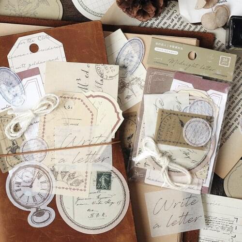 BULA 30 Pcs/Pack Vintage Creativity Note Paper DIY Scrapbooking Journaling Decorative Material Paper Pack School Stationery