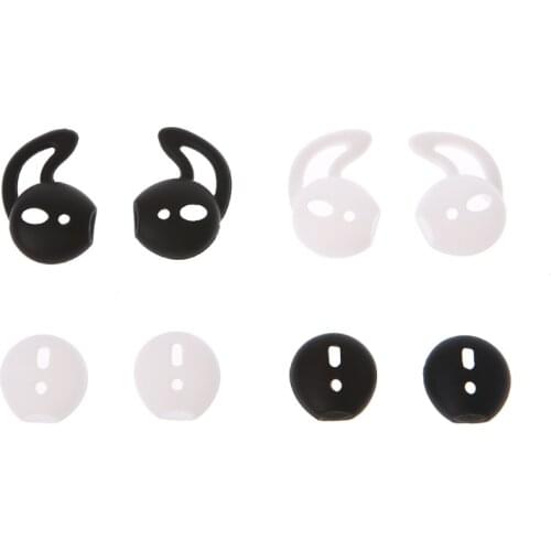 4 Pairs Silicone Earphone Tips Earbuds Cover With Hook For Apple EarPods AirPods