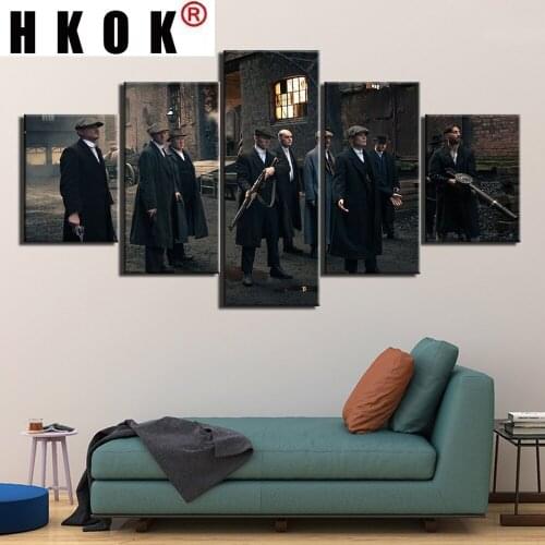 HKOK 5 Panels HD print Painting peaky blinders Posters Canvas painting Wall Art Movie Poster Picture Home Decoration Printed
