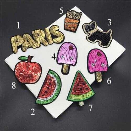 5pcs Fashion sequins embroidery cloth paste baby sweater decoration adhesive repair iron on patch cartoon BJ0137