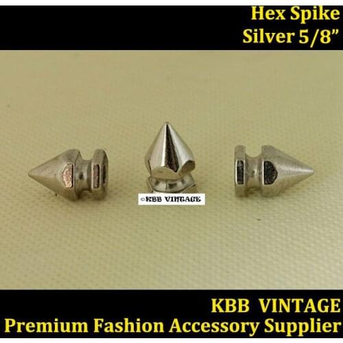 50pc Screwback leathercraft Hex Spikes 5/8'' Silver