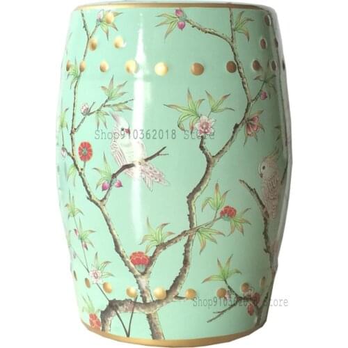 Customized American Country Shoe Stool Flower And Bird Ceramic Drum Stool Dressing Stool New Chinese Antique Drum Pier Stool Sto