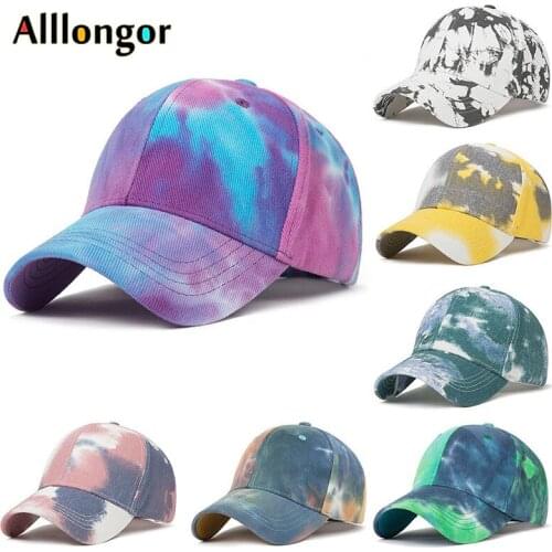 Tie Dye Womens Baseball Cap Fashion 2021 Summer Colourful Print Snapback Hat Men Hip Hop gorras mujer Woman caps