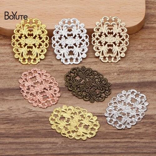 BoYuTe (50 Pieces/Lot) 24*32MM Metal Brass Filigree Findings Diy Hand Made Materials Jewelry Accessories Wholesale