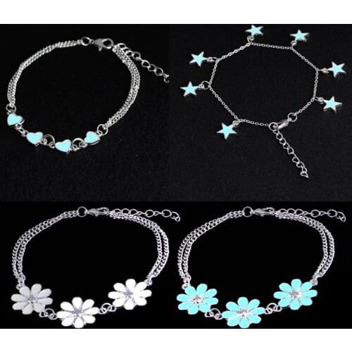 Glow in the Dark Bracelet Glowing Heart Flower Glow Jewelry Bracelet Luminous Jewelry Glowing Bracelets for Her