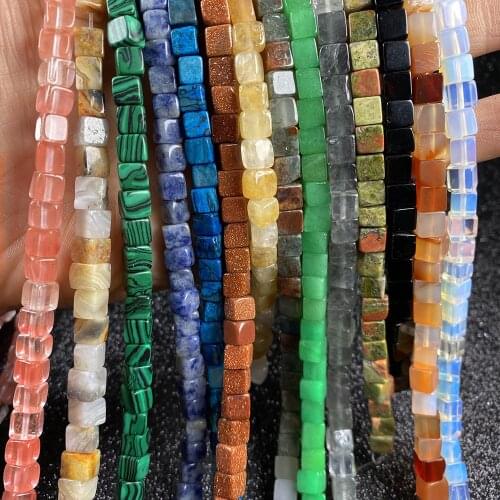 Natural Stone Square Shape Beading crystal Faceted Loose beads For jewelry making DIY Necklace Bracelet Accessories 40cm