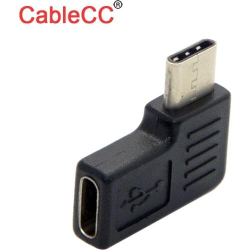 Cablecc 90 D Right & Left Angled USB 3.1 Male to Female Extension Adapter for Laptop