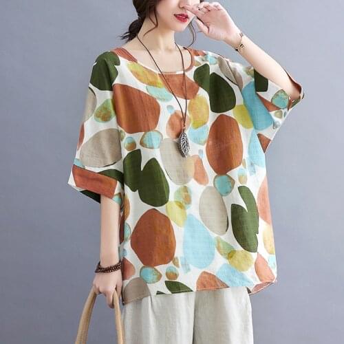 Batwing Sleeve Loose Women Tops Thin Soft Cotton Cozy Summer T Shirts Tie Dye Print Girls Casual T Shirt Oversize Tees Shirts