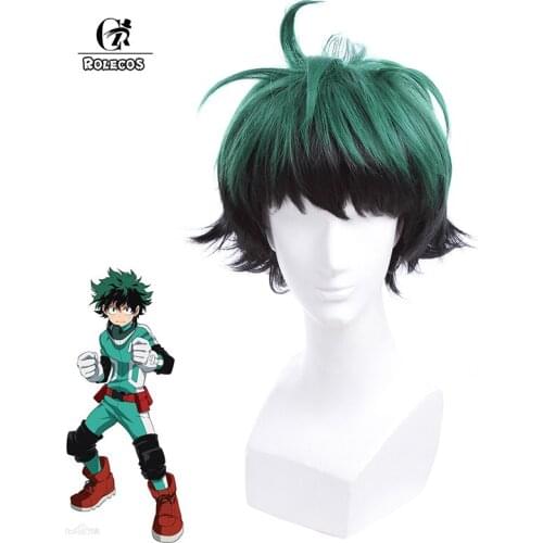 ROLECOS Izuku Midoriya Cosplay Headwear MHA 2 Cosplay Headwear 30cm/11.81inch Green Short Synthetic Hair