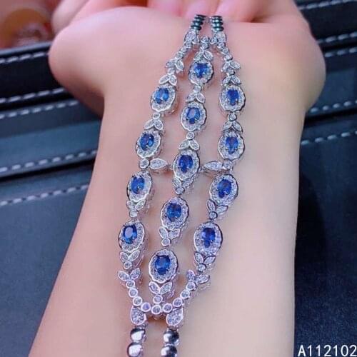 KJJEAXCMY fine jewelry 925 sterling silver inlaid natural sapphire bracelet exquisite girl new hand bracelet support test