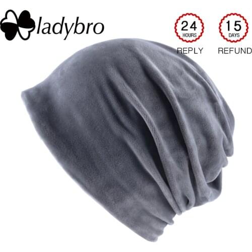 Ladybro Double Layer Casual Women Beanies Hat Velvet Warm Hat Female Autumn Winter Hat For Men Cap Skullies Beanies Male Bonnet