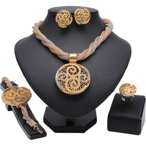 Longqu nigerian wedding woman accessories jewelry set 2020 fashion african jewelry set dubai gold designer jewelry set Wholesale