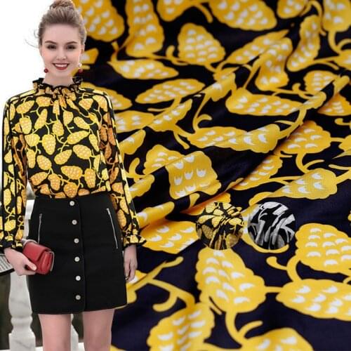 PearlSilk Store fruit harvest season silk Crepe de Chine summer silk dress high clothing custom fabric Free shipping