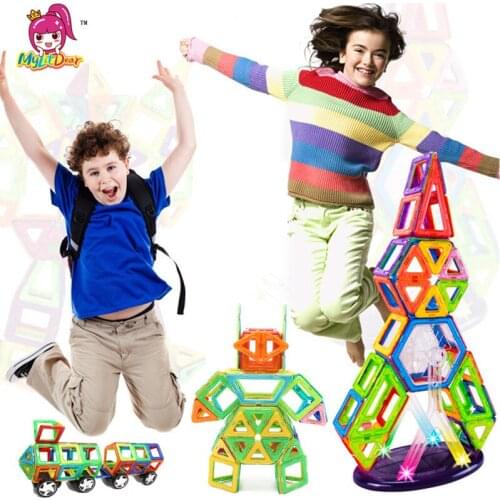 MylitDear Normal Size Magnetic Designer Set 58PCS 3D Magnetic Construction Building Toy Educational DIY Bricks Toys For Children