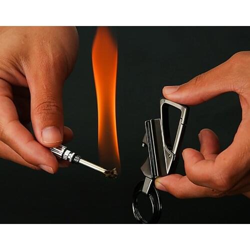 Men Car Key Chain Ignition Kerosene Match Keychain Ring Multifunction Tool Cigarette lighter Fathers Day Gift For Men Boyfriend
