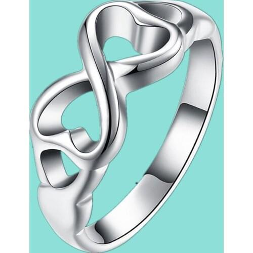 Fashion Charm Jewelry 925 Sterling Silver Double Heart Ring For Women Wedding Engagement Party Gift