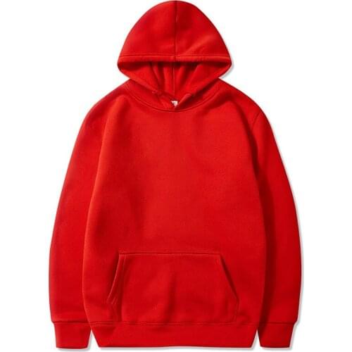 Mens casual sports long-sleeved sweatershirt autumn and winter solid color plus velvet pullover jacket loose hooded hoodies