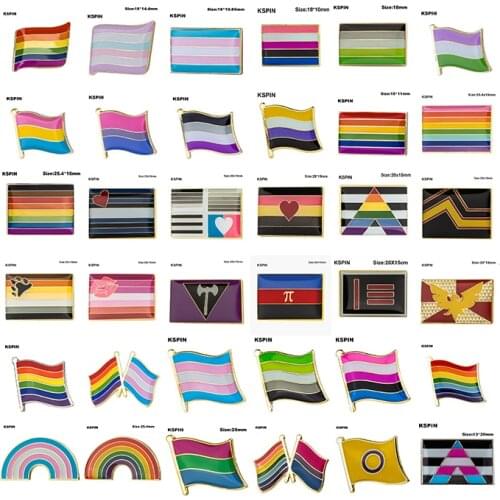 Gay Pride Intersex Pride Asexual Pride Bisexual Pansexual Genderqueer Transgender lapel pin badge 10pcs a lot Brooch Icons