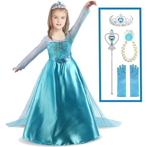 2021 New Princess Girls Elsa Dress Cosplay Dresses Snow Costumes For Kids Princess Dress Disfraz Carnaval Vestidor Robe Infantil