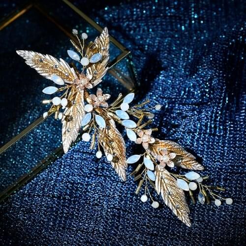 New Leaf Rhinestone Clip Headband For Bride Wedding Accessories Hair Clip Headband Jewelry For Women