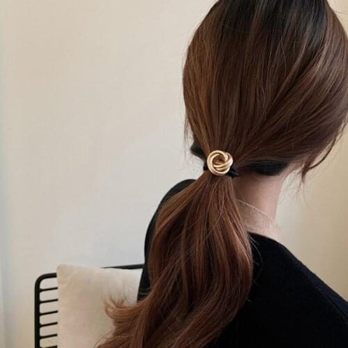 Korean Metal Hair Rope Headbands Geometric Cross Smooth Metal Gold Hairbands for Women Girl Hairwear