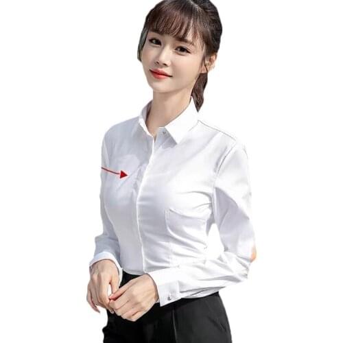 Professional White Shirt Women Spring Autumn Long-sleeved Interview Formal 2021 New Clothes Tooling Plus Size 10XL Shirt 77A