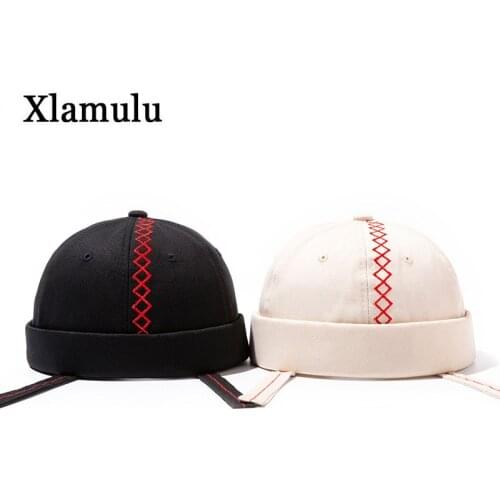 Retro Skull cap Adjustable French Brimless Hat Mens Vogue Docker Sailor Cap Biker Beanie Retro Braid Sun Hats Unisex Harajuku