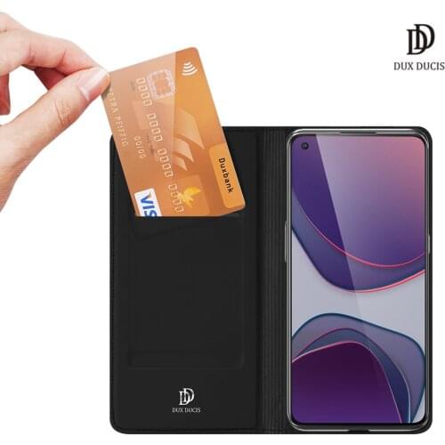 For OnePlus 8T DUX DUCIS Skin Pro Series Flip Cover Luxury Leather Wallet Case Full Good Protection Steady Stand