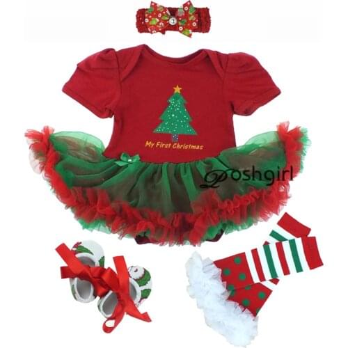 Christmas Toddler Kid Baby Girls Red Dress Girl Clothing New Year Rompers Newborn Infant Elk Tutu Party Dress Xmas Kid Costumes