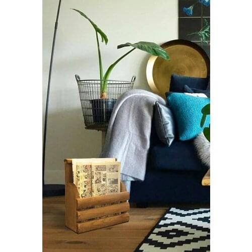 Handmade Decorative Wooden News Book Stand Magazine Bookshelf Nordic Wood Basket Stand Organzier Rustic Storage Home Furniture