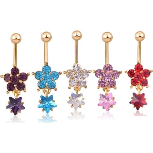 Sexy Belly Button Rings Dangle Surgical Steel Cool Crystal Belly Piercing Ring Simple
