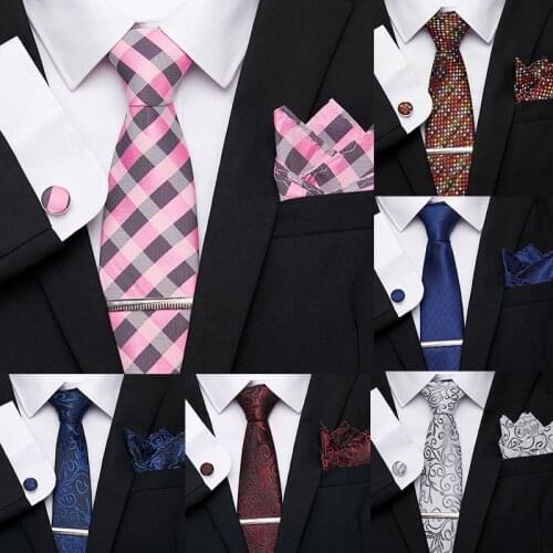 Wedding Pink Plaid Necktie 100% Silk tie skinny 7.5cm Floral Necktie High Fashion Paislty Ties Set Neckties Mens Classic Ties
