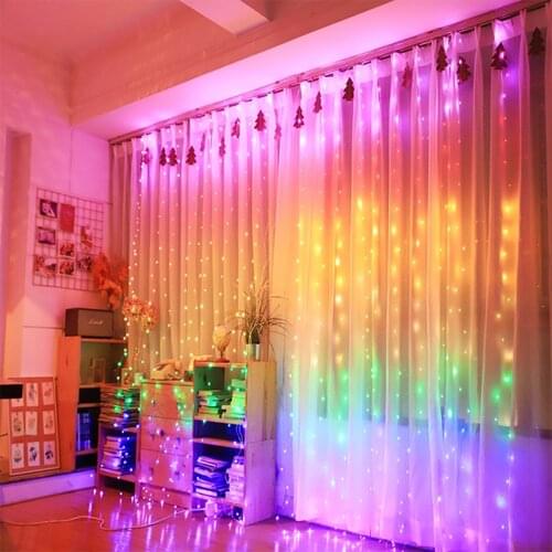 3M LED Curtain Garland on the Window USB String Lights Fairy Festoon Remote Control New Year Christmas Decorations for Home Room