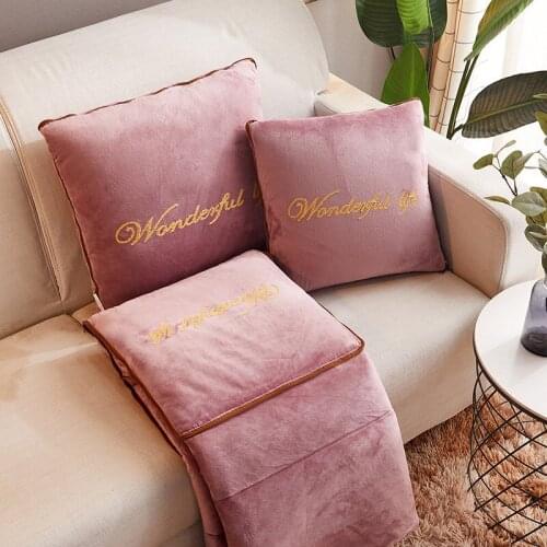 Thickening Pillow Quilt Dual-use Crystal Velvet Blanket Cushion Sofa Nap Pillow Flannel Blanket throw blanket blankets for beds