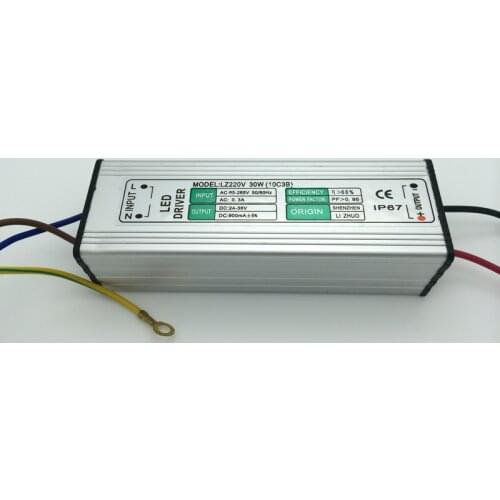 30W Floodlight LED Driver IP65 Waterproof Floodlight Lighting Transformer AC 90V-265V Output DC30-36V 900ma DC